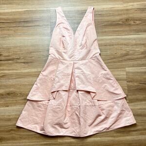 Banana Republic Taffeta Pink Fit-and-Flare Tiered Dress Size 4